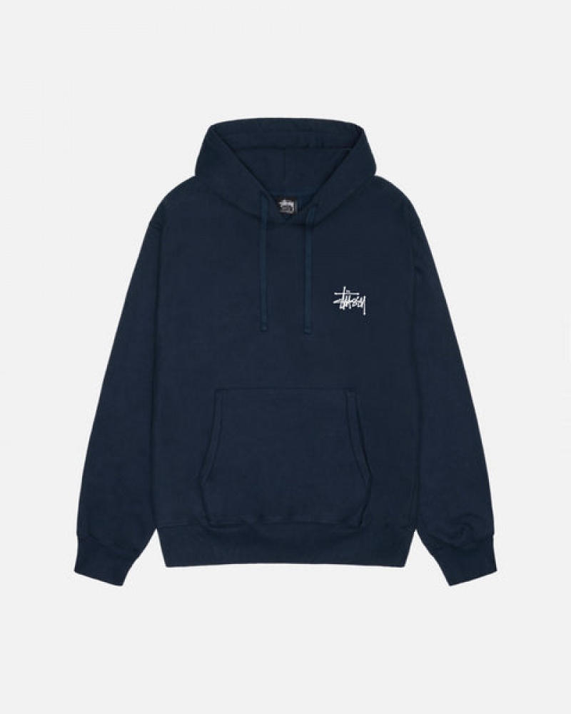 Sudadera con Capucha Stussy Basic Stussy Hoodie Hombre Azul Marino Chile | BPU-5641