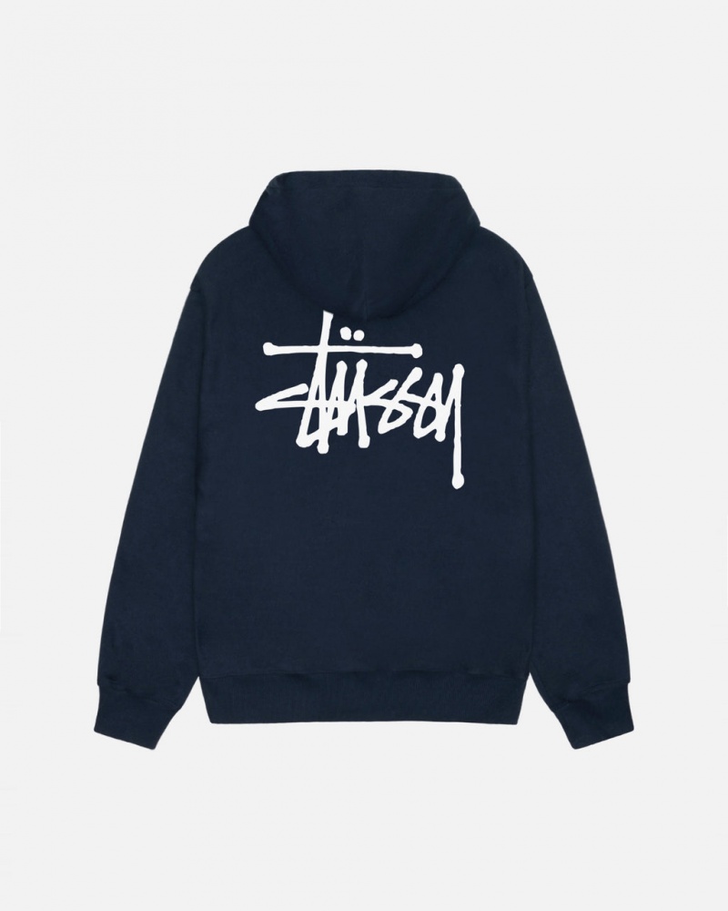 Sudadera con Capucha Stussy Basic Stussy Hoodie Hombre Azul Marino Chile | BPU-5641