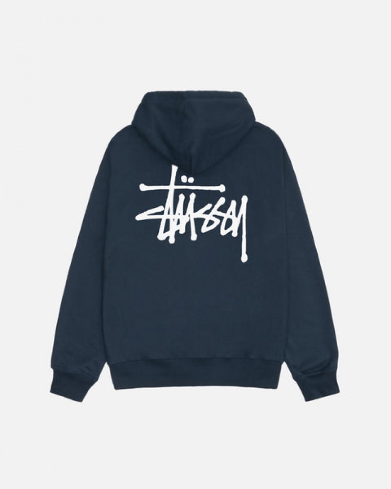 Sudadera con Capucha Stussy Basic Stussy Zip Hoodie Mujer Azul Marino Chile | AZO-7058