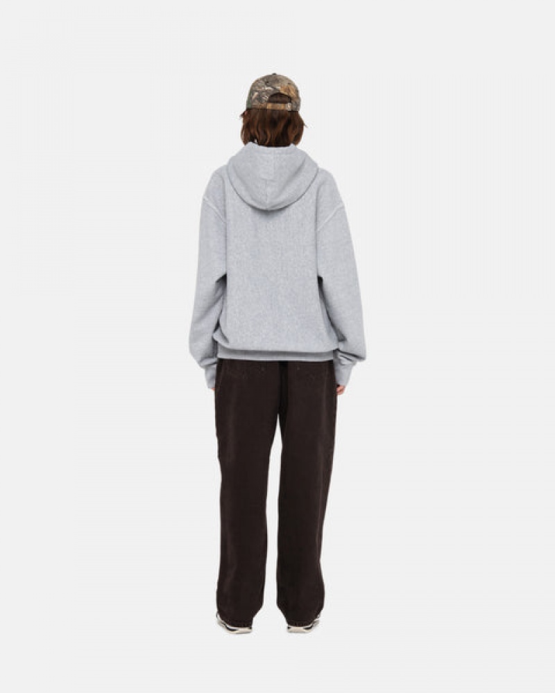 Sudadera con Capucha Stussy Contrast Stitch Label Hoodie Hombre Gris Chile | SPT-6775