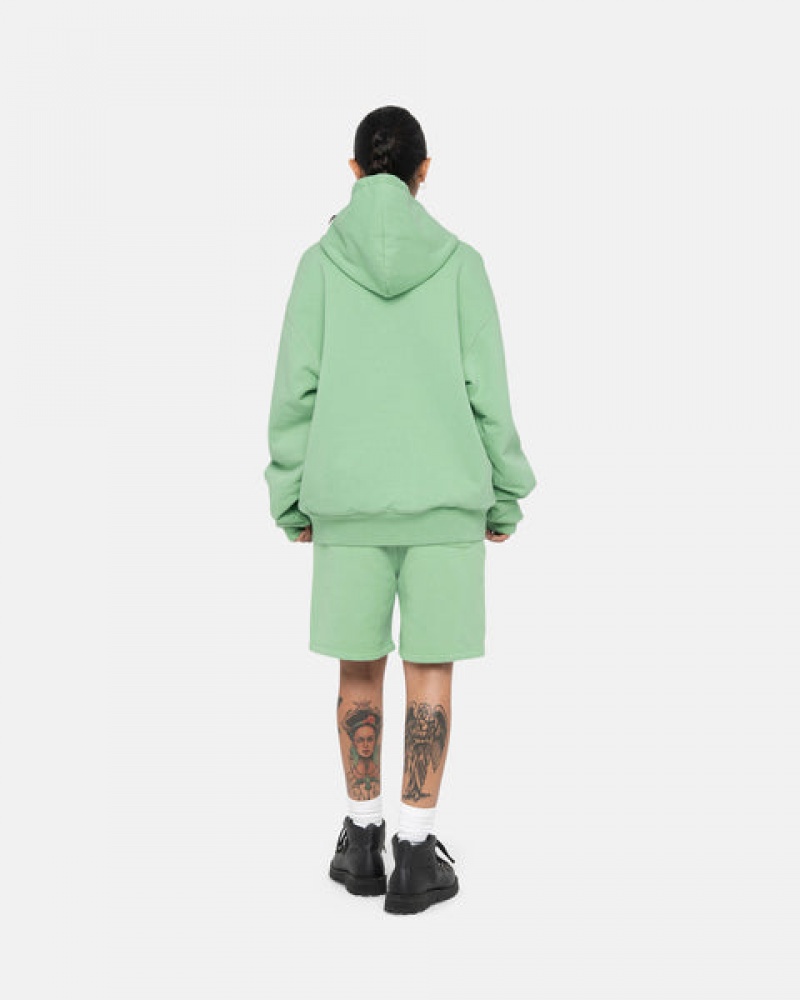 Sudadera con Capucha Stussy Double Face Label Zip Hoodie Hombre Verde Chile | IUR-7177