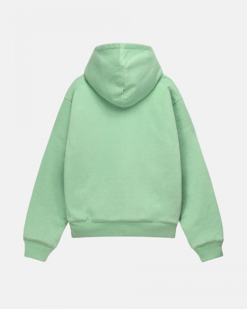 Sudadera con Capucha Stussy Double Face Label Zip Hoodie Hombre Verde Chile | IUR-7177