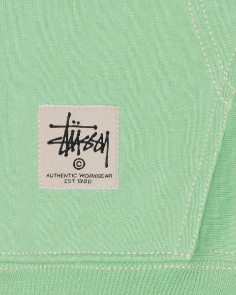 Sudadera con Capucha Stussy Double Face Label Zip Hoodie Hombre Verde Chile | IUR-7177