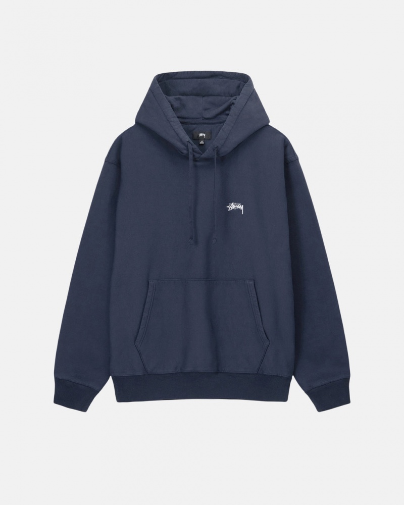 Sudadera con Capucha Stussy Overdyed Stock Logo Hoodie Hombre Azul Marino Chile | JHO-6752