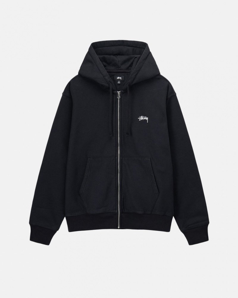 Sudadera con Capucha Stussy Stock Logo Zip Hoodie Hombre Negras Chile | MZM-2554