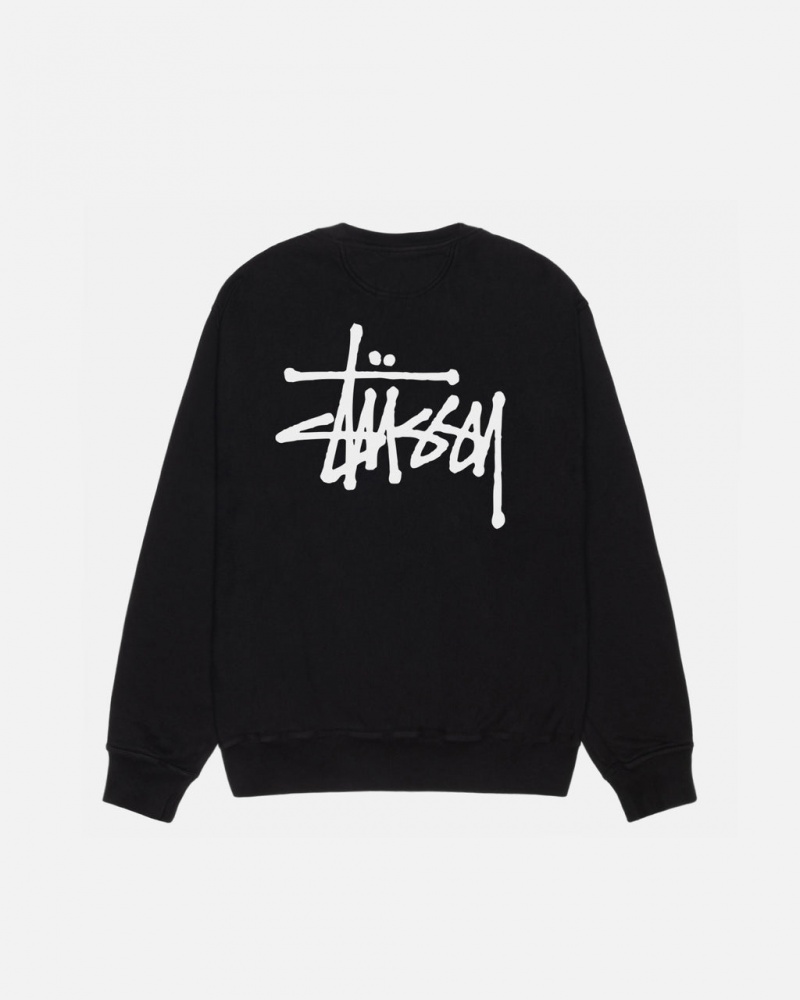 Sudaderas Stussy Basic Stüssy Pigment Dyed Crew Hombre Negras Chile | OKU-8742