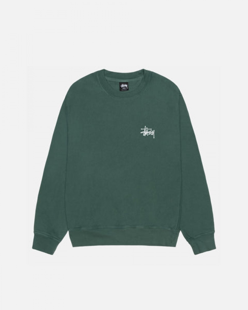 Sudaderas Stussy Basic Stussy Crew Pigment Dyed Hombre Verde Chile | QEH-6842