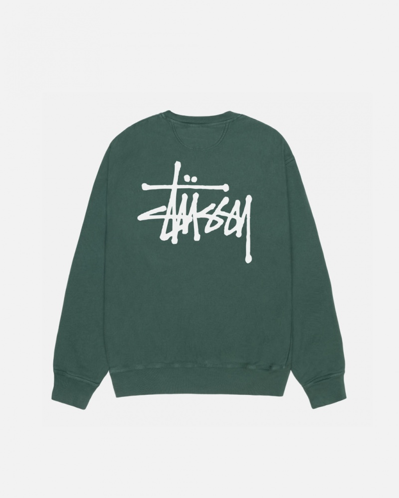 Sudaderas Stussy Basic Stussy Crew Pigment Dyed Hombre Verde Chile | QEH-6842