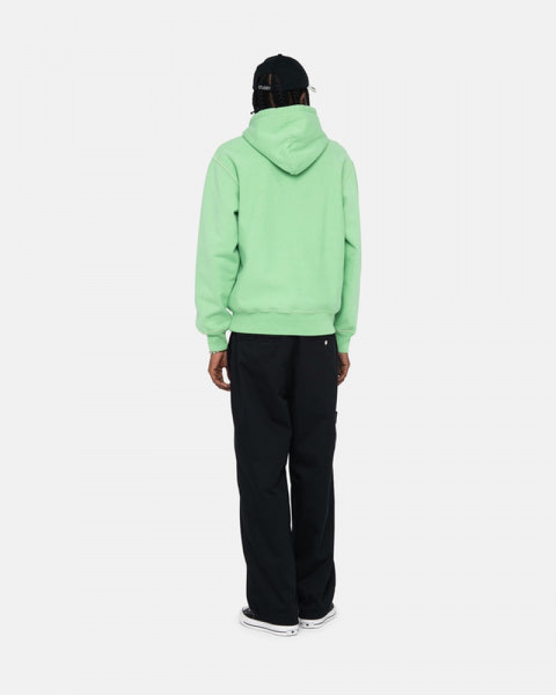 Sudaderas Stussy Contrast Stitch Label Hood Hombre Verde Chile | HQZ-9069