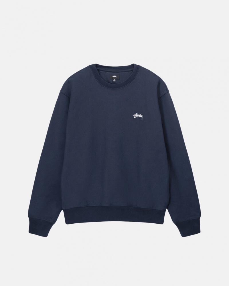 Sudaderas Stussy Overdyed Stock Logo Crew Hombre Azul Marino Chile | HKP-9455