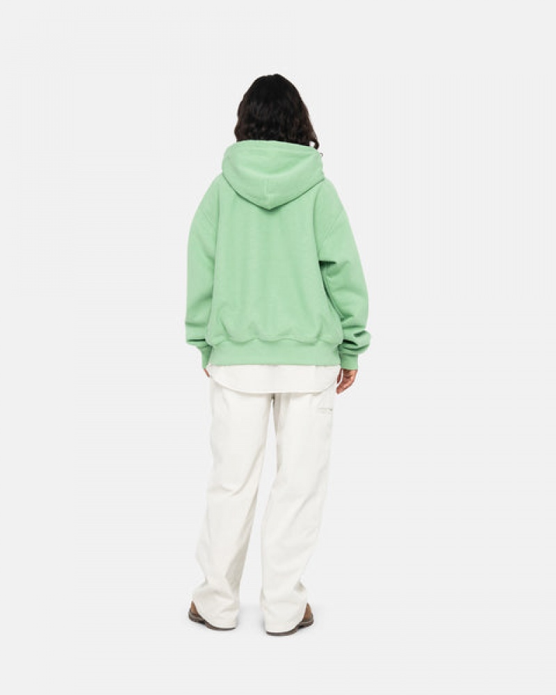 Sudaderas Stussy Stock Logo Zip Hood Hombre Verde Chile | SLD-3690