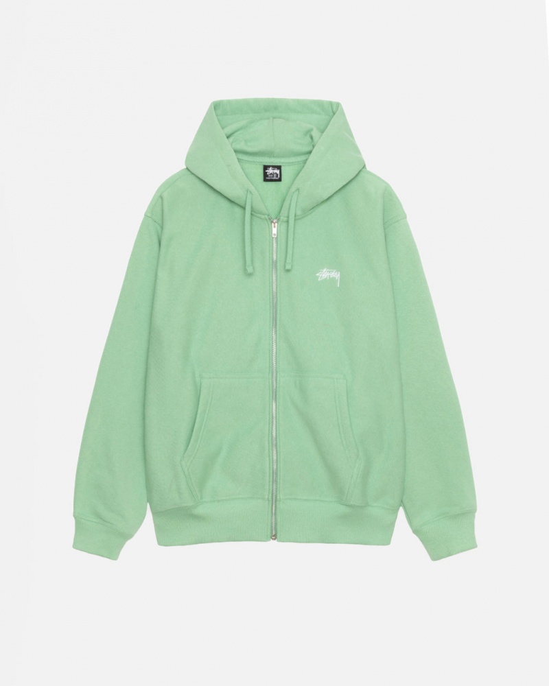 Sudaderas Stussy Stock Logo Zip Hood Hombre Verde Chile | SLD-3690