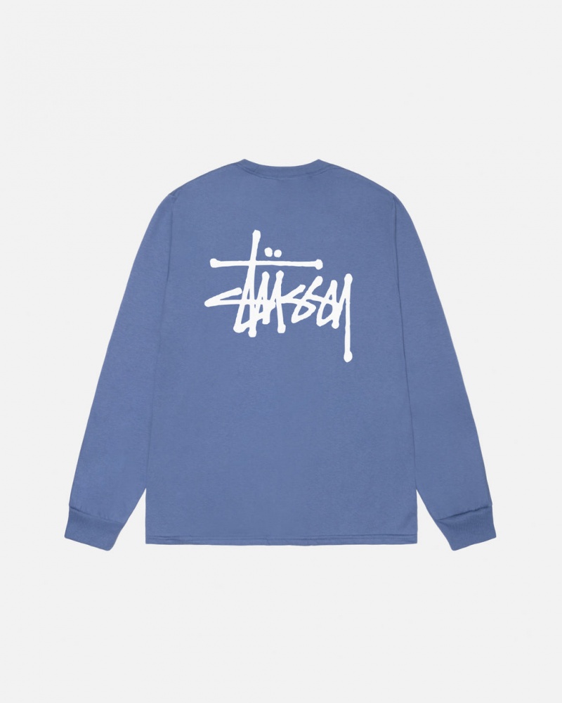 Camiseta Stussy Basic Stussy Ls Tee Hombre Azul Real Azules Chile | RBE-1555