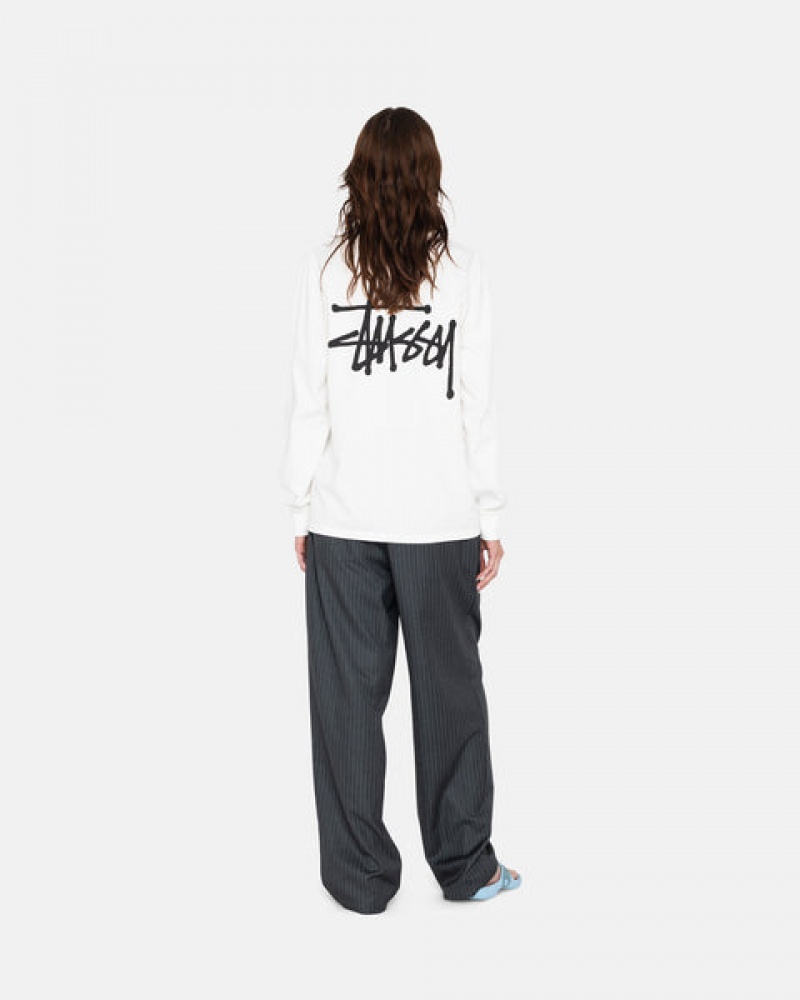 Camiseta Stussy Basic Stussy Ls Tee Hombre Blancas Chile | XCP-3994