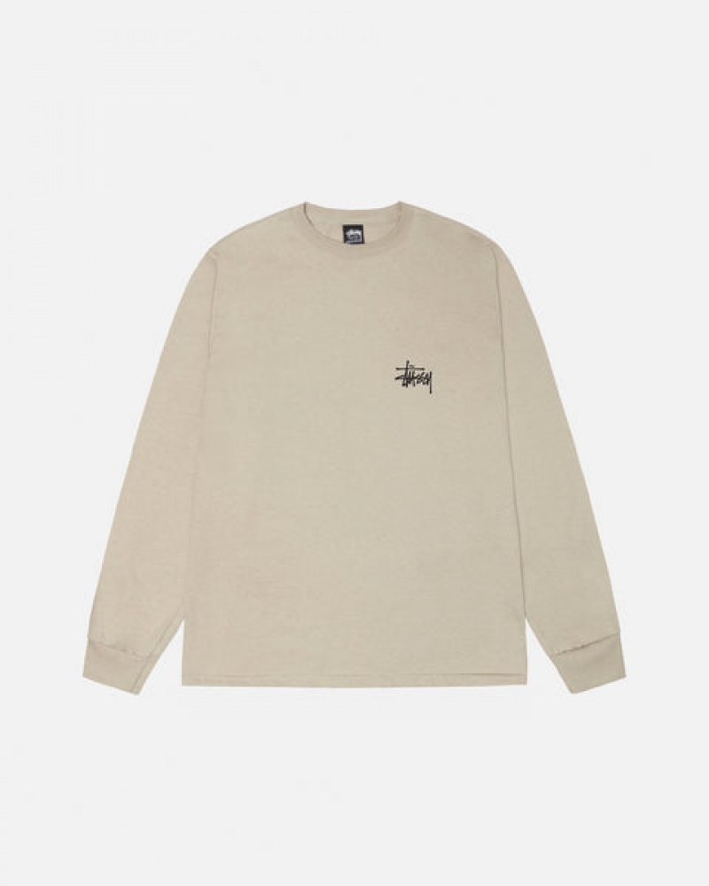 Camiseta Stussy Basic Stussy Ls Tee Hombre Kaki Chile | ASO-9365