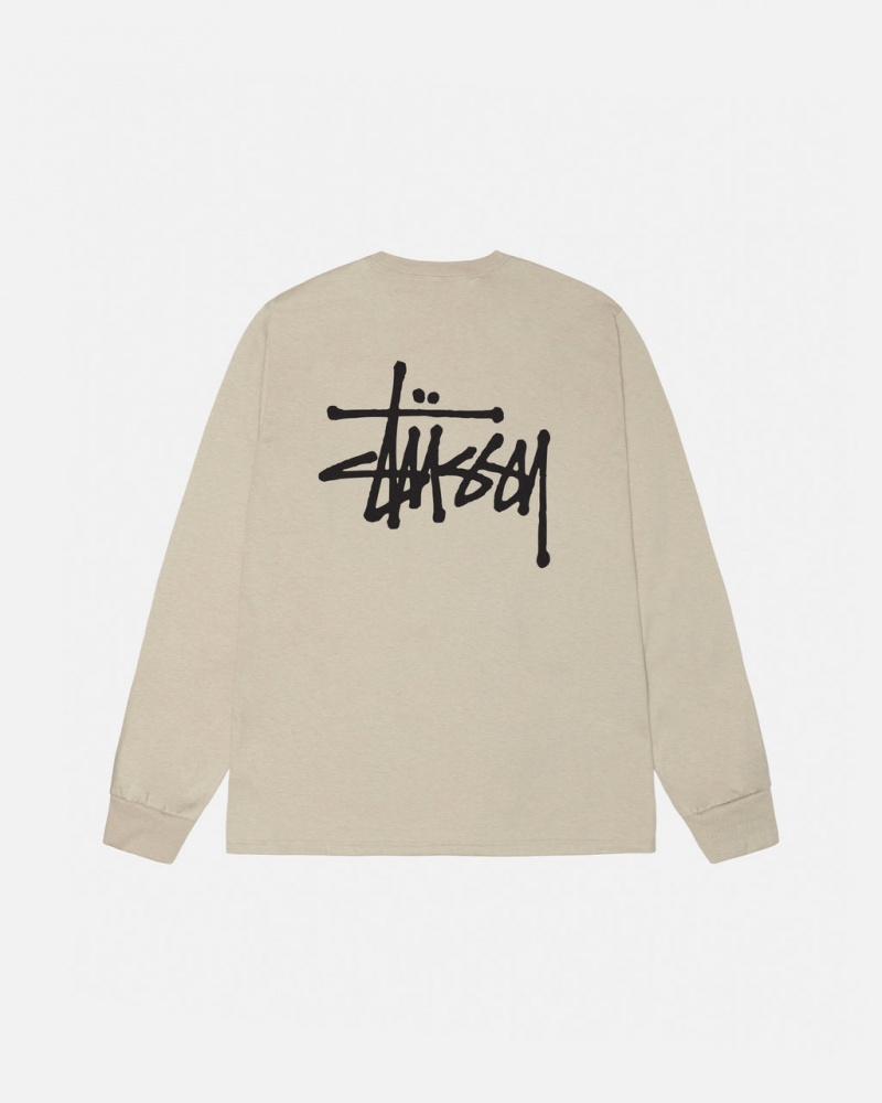 Camiseta Stussy Basic Stussy Ls Tee Hombre Kaki Chile | ASO-9365