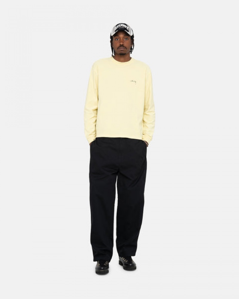 Camiseta Stussy Lazy Ls Tee Hombre Amarillo Chile | VMU-2324