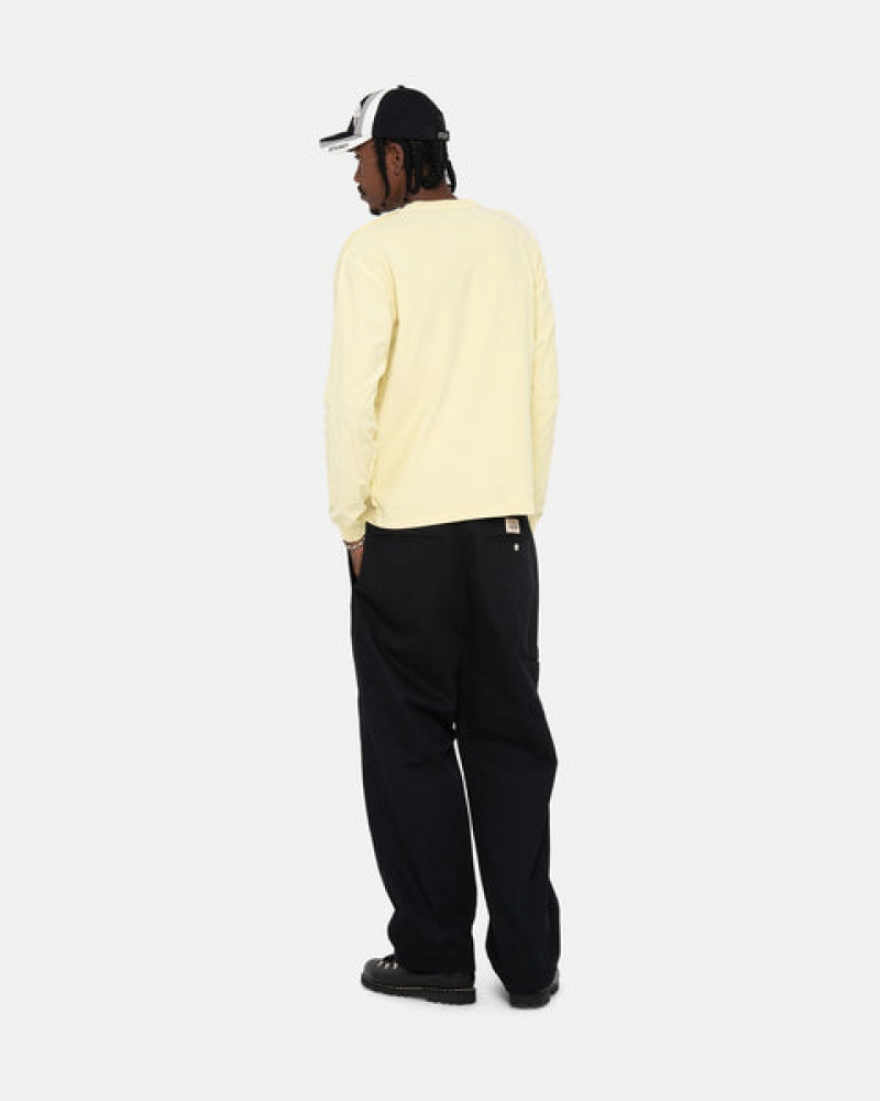 Camiseta Stussy Lazy Ls Tee Hombre Amarillo Chile | VMU-2324