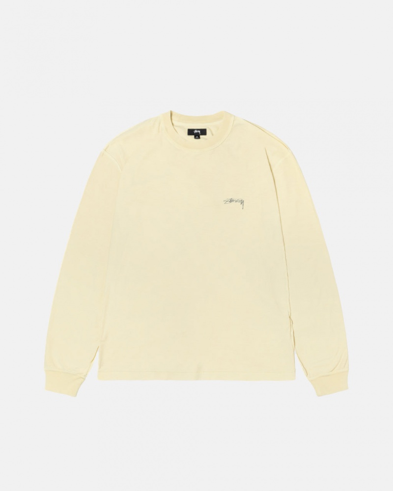 Camiseta Stussy Lazy Ls Tee Hombre Amarillo Chile | VMU-2324