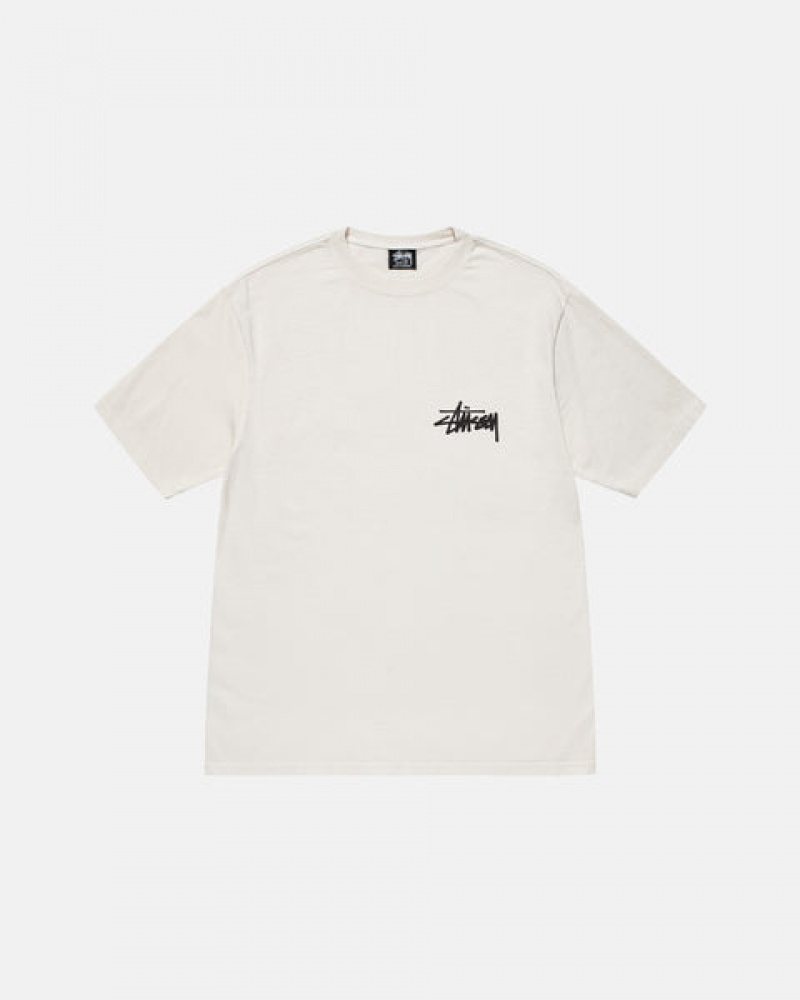 Camiseta Stussy Old Phone Tee Pigment Dyed Hombre Beige Chile | CER-4976