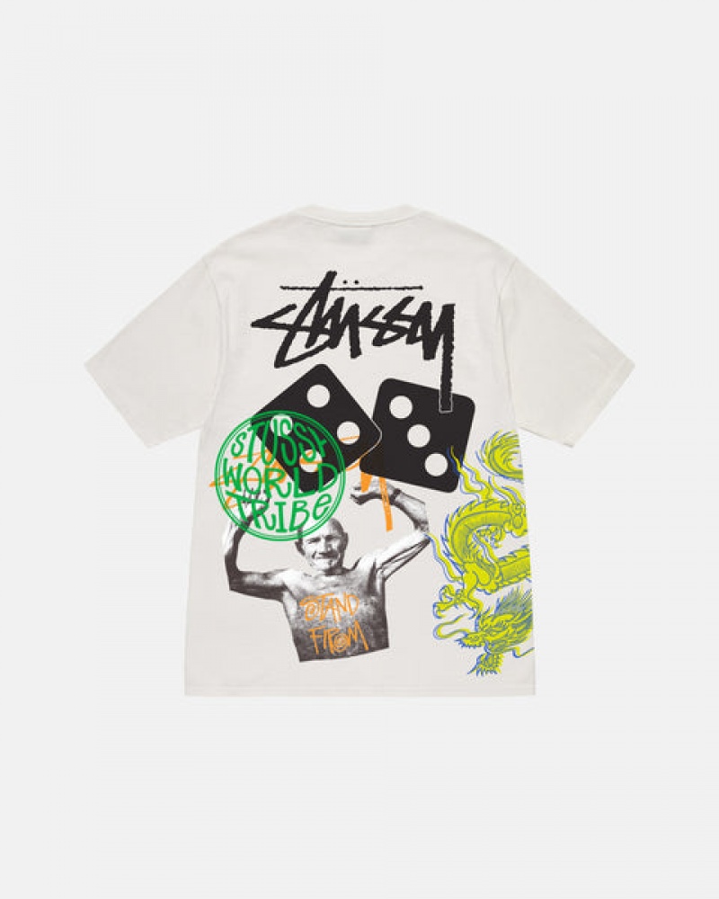 Camiseta Stussy Strike Pigment Dyed Tee Hombre Beige Chile | CZQ-6023